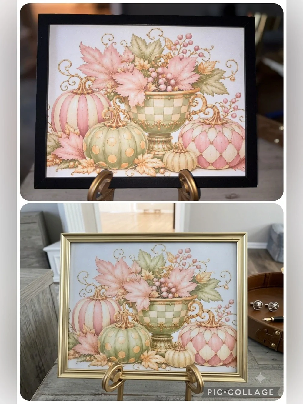 Iconic Checkered Pastel Pumpkin Still Life Framed 8x10 Art Print